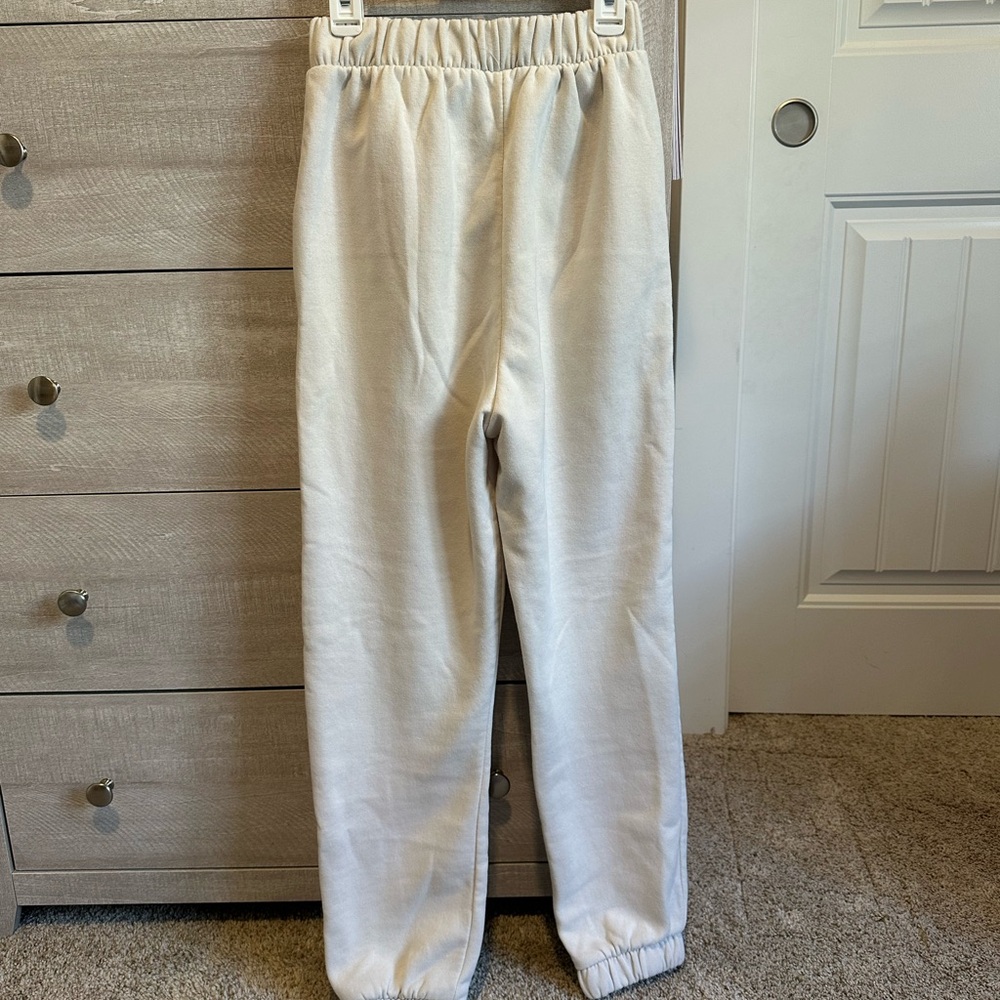 Zara Cream Elastic Waist Sweatpants - Picture 3 of 6